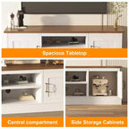 Meuble TV moderne pour téléviseurs de 65 pouces, meuble de rangement rustique avec grands placards, console multimédia pour salon et bureau