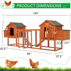 AECOJOY 144 Grand poulailler avec enclos, clapier en bois, cage pour volaille